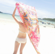 韩国比基尼游泳衣百搭披纱超大沙滩巾纯色，外套防晒裹裙沙滩裙围纱