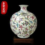 景德镇陶瓷器 花瓶 高白粉彩瓷 石榴瓶仙鹤 家居陶瓷器装饰品摆件