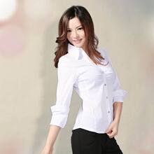 2012新款水晶扣OL职业商务女式弹力棉修身长袖衬衫翻领衬衣