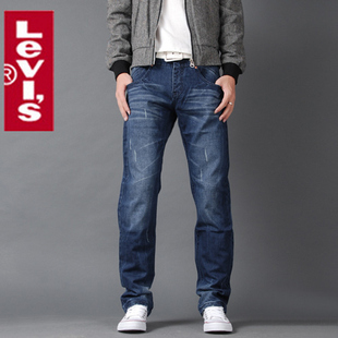 09秋冬新款Levi's专柜猫须水洗直筒蓝色牛仔裤