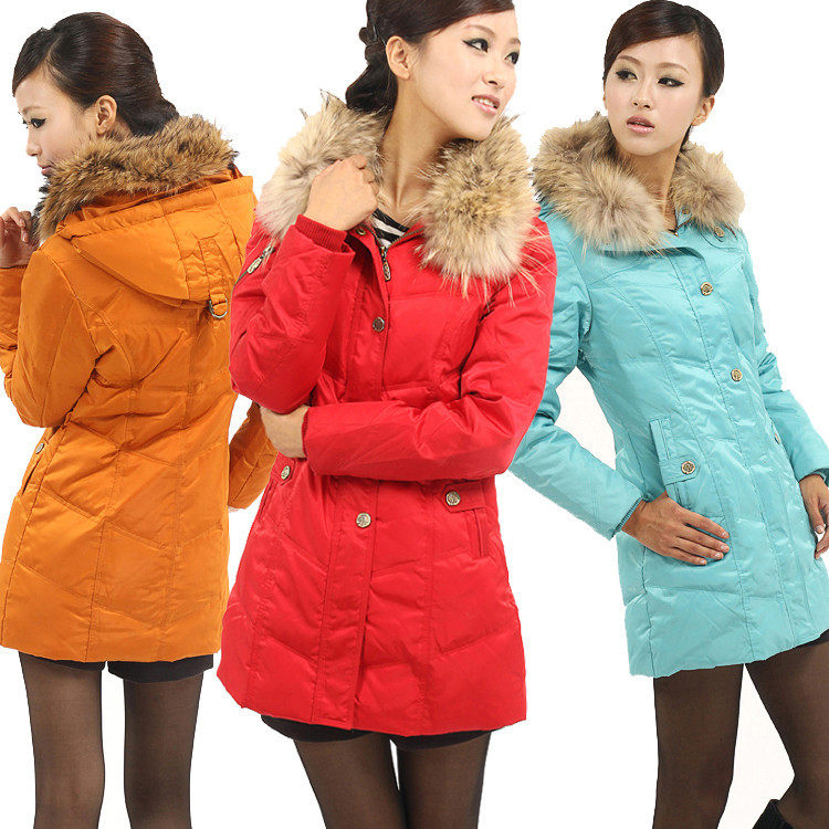 2011冬季冰洁羽绒服 女款正品 休闲中长款羽绒服女 毛领带帽 特价