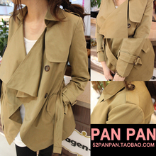 【PANPAN】YT-063 大翻领双排扣卡其色不系扣风衣