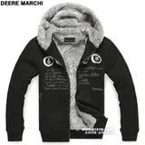 【5151m 09冬热卖】迪尔马奇 连帽加厚加毛纯棉卫衣外套 DM3305黑