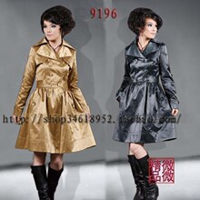 雅尼拉品牌女装10春装最新款热卖爆款长款双排扣风衣大衣外套9196