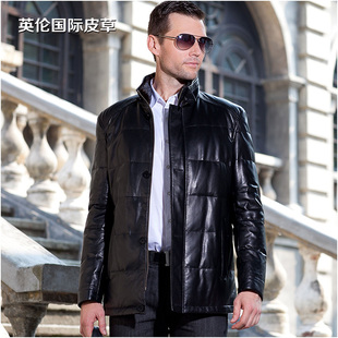  冬季经典款皮装男士水貂立领羽绒皮衣进口绵羊皮外套海宁真皮皮衣