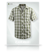 carava喀尔沃男款，透气排汗速干短袖格仔衬衫，快干衣t恤551023