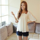 2012夏装新款韩版女装甜美娃娃领百搭休闲短袖T恤 女