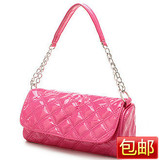 免邮车线菱格漆皮包 2010新款铆钉链条手提包斜挎包杜拉拉女包包
