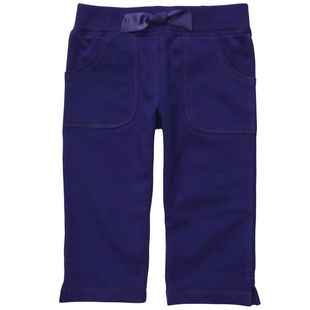 女童糖果色纯棉毛圈布中裤(布中裤)七分裤，短裤热裤2t-6x紫色
