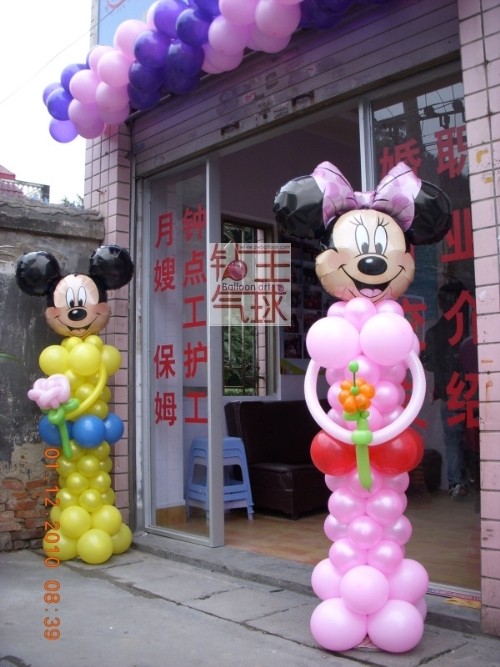 气球米奇米妮公仔钻王气球创意气球开业开张庆典舞台场地气球布景