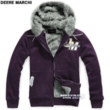 【5151m】DEERE MARCHI时尚连帽加毛纯棉卫衣外套DM3313紫