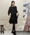 24号到货预定包邮 优雅熟女 气质显瘦 OL 黑色掐丝棉 连衣裙Q8208