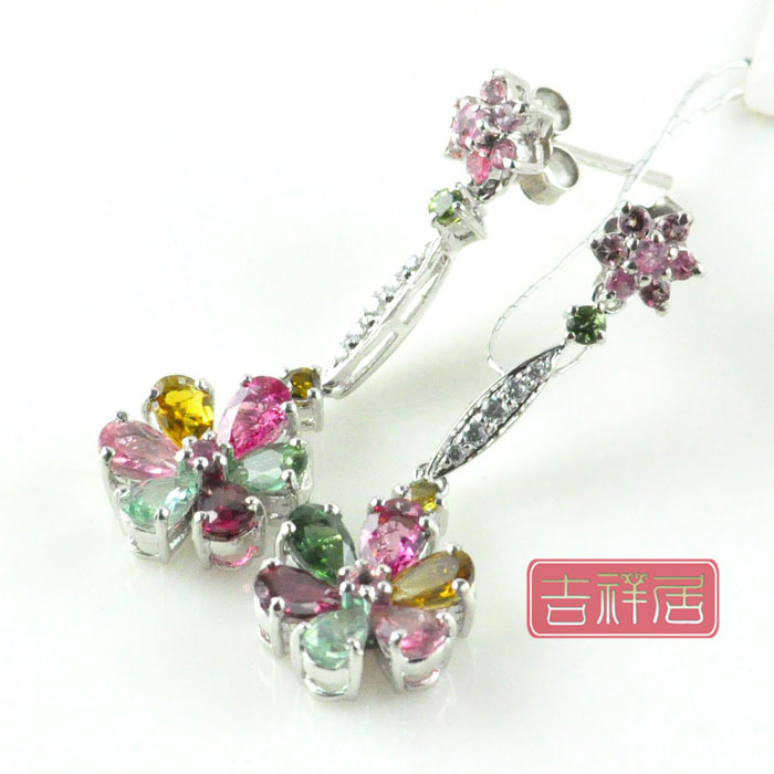 2013吉祥居精品S925镶嵌天然碧玺耳环耳坠女温柔花正品 2013吉祥居精品S925镶嵌天然碧玺耳环耳坠女温柔花正品