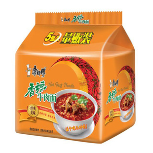 【天猫超市】康师傅经典袋香辣牛肉方便面5连包102g*5包