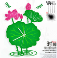 促销创意挂钟 时尚艺术客厅 静音钟表 荷花家居装饰时钟