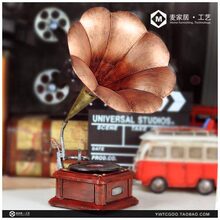 老式唱片机留声机/复古董模型/铁艺装饰品/摄影拍摄道具/摆设黑胶