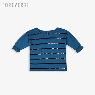  儿童节7.9折 FOREVER21 F21 GIRLS童装-闪亮条纹七分袖T恤