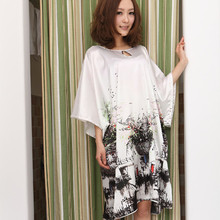 2010新款春装 韩版长款仿真丝睡衣 性感睡裙白色 时尚家居服女 大
