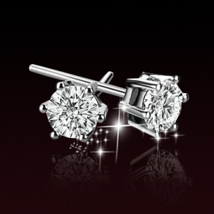  925纯银耳钉 女耳环韩国 男耳钉 防过敏结婚新年流苏 银饰品 六爪