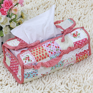 绗缝创意盒套布艺田园可爱时尚，韩国车用纸巾盒，居家纸巾套蕾丝