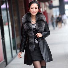 2012新款 女士真皮 水貂皮衣 狐狸毛领 韩版皮衣外套 海宁皮草