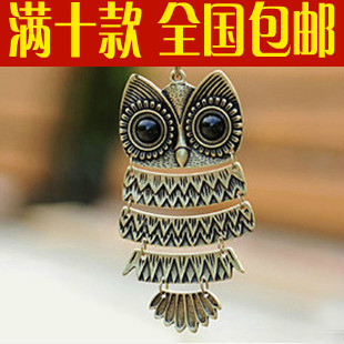  1896 大饰场 时尚韩国小饰品批发 逼真可爱复古猫头鹰项链毛衣链