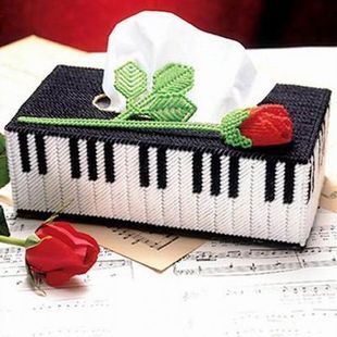 立体十字绣玫瑰和钢琴纸巾盒 101804 