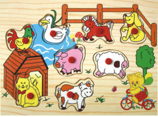 幼儿园亲子益智早教玩具新农场动物手抓板拼图幼儿教具木制玩具