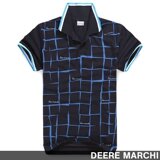 【5折】DEERE MARCHI莱卡时尚简约印花翻领男士短袖T恤 FR020黑