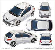 满48白色款标致207汽车轿车（1：34比例） 3D纸模型手工diy