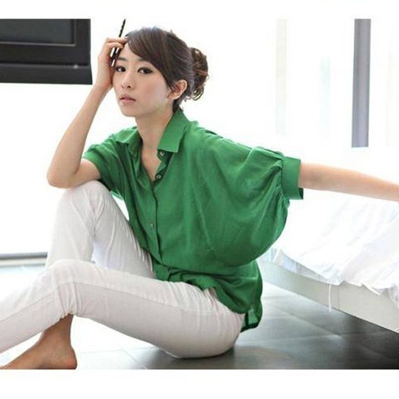 2012韩版夏装<em>胖</em>mm大码<em>女装</em>新品<em>上衣</em>绿色蝙蝠
