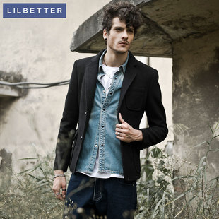  lilbetter新款春季薄外套 男士韩版修身羊毛呢休闲豹纹小西装西服