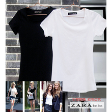ZARA专柜100%正品原单纯色短袖全棉打底衫圆领修身打底T恤M.L.XL
