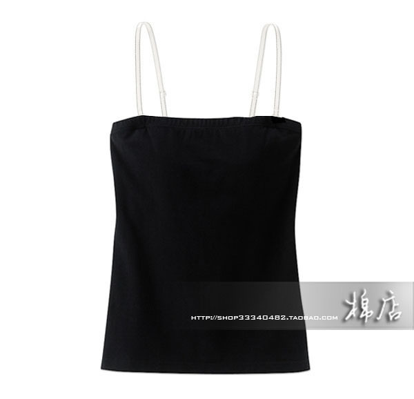 棉店.B07-女,UNIQLO优衣库 带Bra吊带衫(抹胸) 透明肩带可脱卸,黑