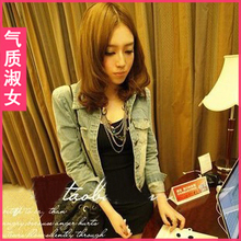 女装2012新款夏装欧美风时尚做旧牛仔休闲耸肩修身外套C831夏季