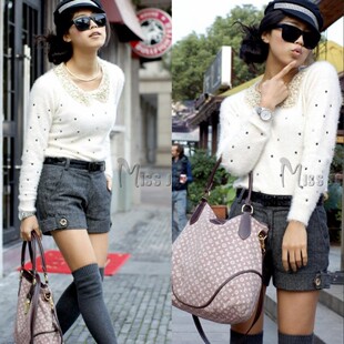2012 women's wear ugly ugly foreign lace wool cashmere coat-Korean version of women's wear Spring fashion sweater girl cute