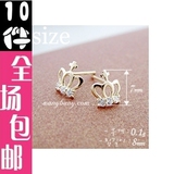 0493 韩版饰品 镶钻可爱十字架皇冠耳钉耳饰 耳环 2012新款