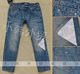 MISS SIXT新款褶皱磨白马毛装饰修身牛仔