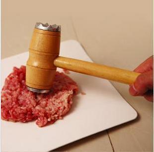 -Zhejiang-Shanghai 38 or email helper in  kitchen ~ double-head loose meat steak meat hammer hammer hammer with wooden handle 190g
