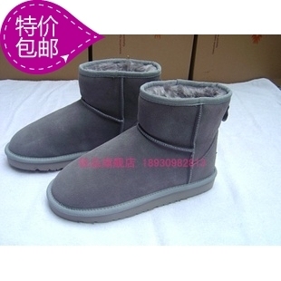 包邮正品雪地靴5854灰色低筒靴短靴情侣男女鞋男靴女靴低帮靴子