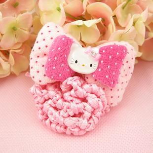  HELLO KITTY 新款儿童发束可爱发夹卡通发夹 可拆发网 玫红