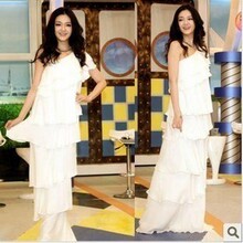 2012大S同款 夏装新款波西米亚荷叶边雪纺长裙 连衣裙蛋糕裙