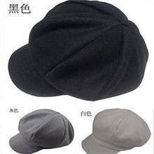 <span class=H>韩版</span>明星款黑色毛呢八角帽子 男<span class=H>女</span>秋<span class=H>冬</span>季必备潮款南瓜帽 包邮B030