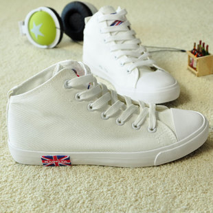  亏本价秋冬新款韩版英伦米字旗中帮帆布鞋 高帮时尚潮流系带男鞋