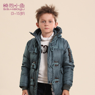  时尚小鱼童装冬款儿童男大童羽绒服正品 男童羽绒服韩版加厚外套
