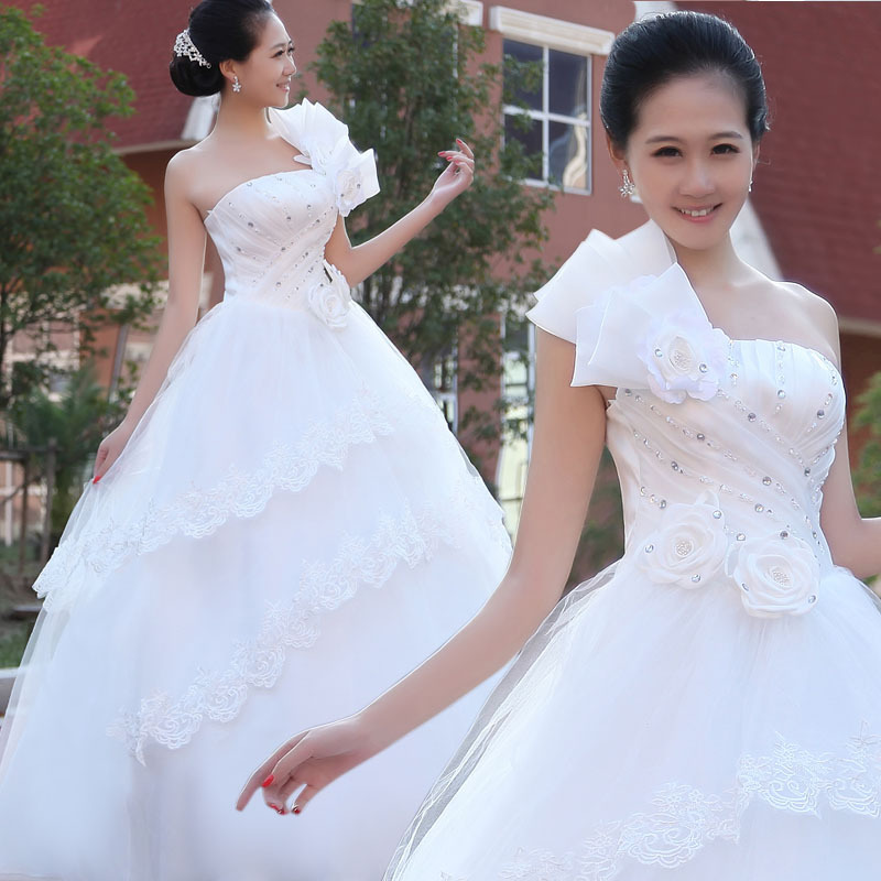 2013新款齐地婚纱结婚季 韩式单肩婚纱 甜美公主韩版婚纱礼服经典1358