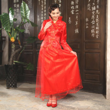 2012新款婚纱礼服夹棉旗袍结婚旗袍冬季婚宴复古长旗袍冬款5099