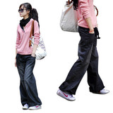 2010秋装新品实拍满包邮韩版女裤子休闲长裤百搭牛仔裤阔脚裤