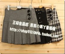冲4冠特价 百搭 三扣 简洁款厚毛呢百摺裙/短裙 3色入 A-51
