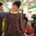 专柜价495元 韩国进口女人花 醉人小碎花雪纺收腰连衣裙